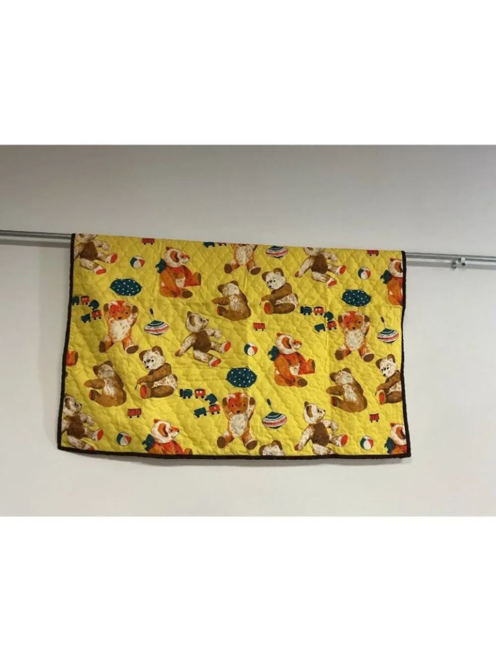 Vintage Teddy Bear Baby Blanket Quilt Made USA Excellent
